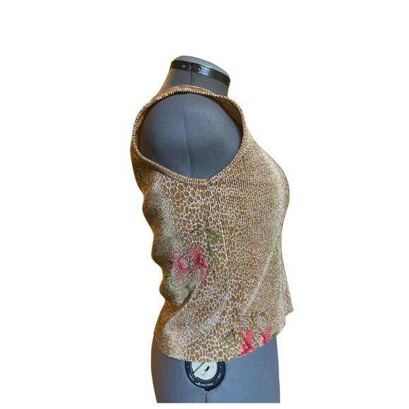 2000s crinkled gold and Pink metallic Sleeveless Tank Top - Picture 3 of 9